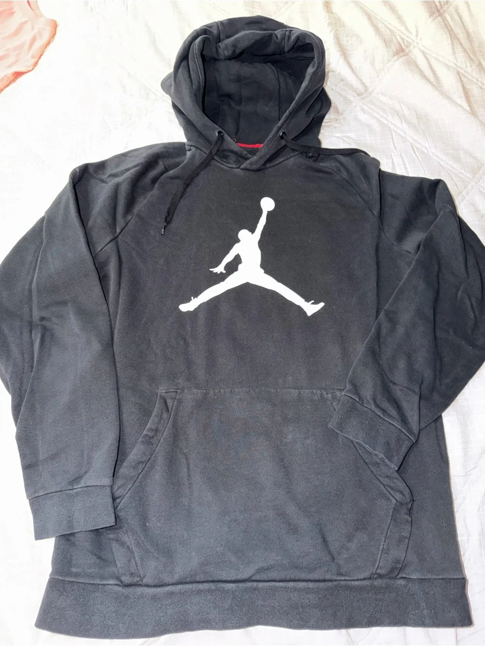 Jordan Men’s Black Pullover Hoodie with White Jumpman Logo size large